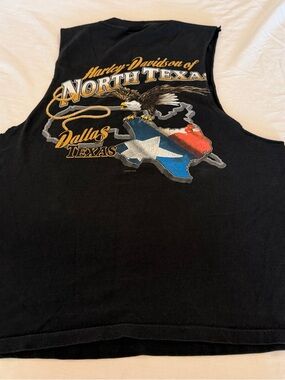 Harley-Davidson Black Tank with Texas Eagle and Flag Graphic